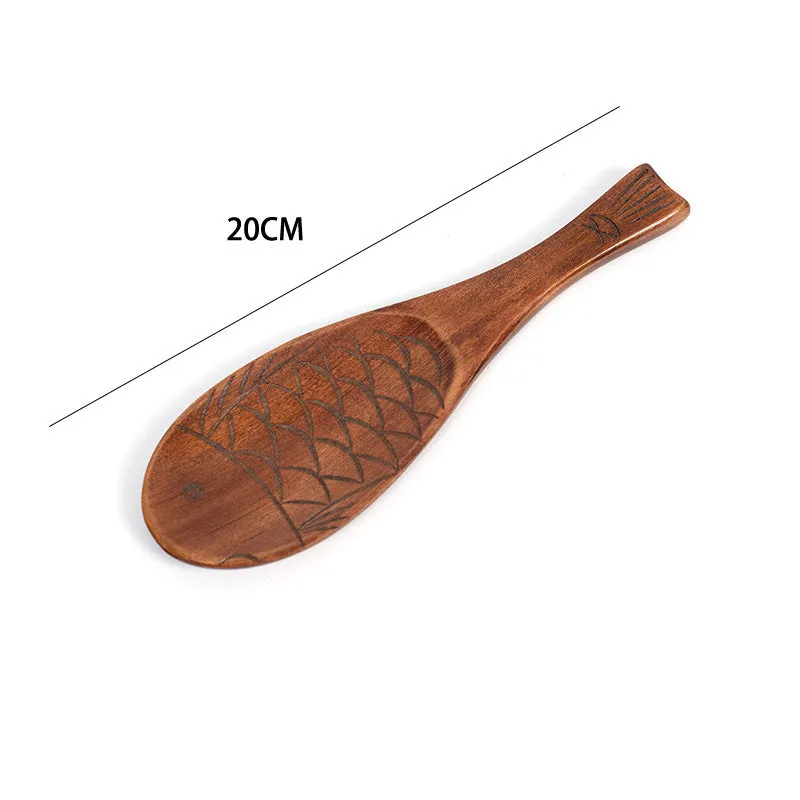 Cuillère à riz japonaise en bois en forme de poisson Calcaire, 20 cm, vue 2