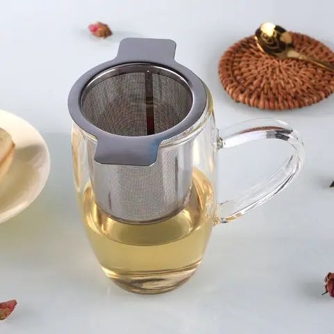 Infuseur à thé réutilisable en inox à anses Indigo