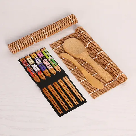 Kit sushi maison en bambou Automne : nattes, spatule, baguettes