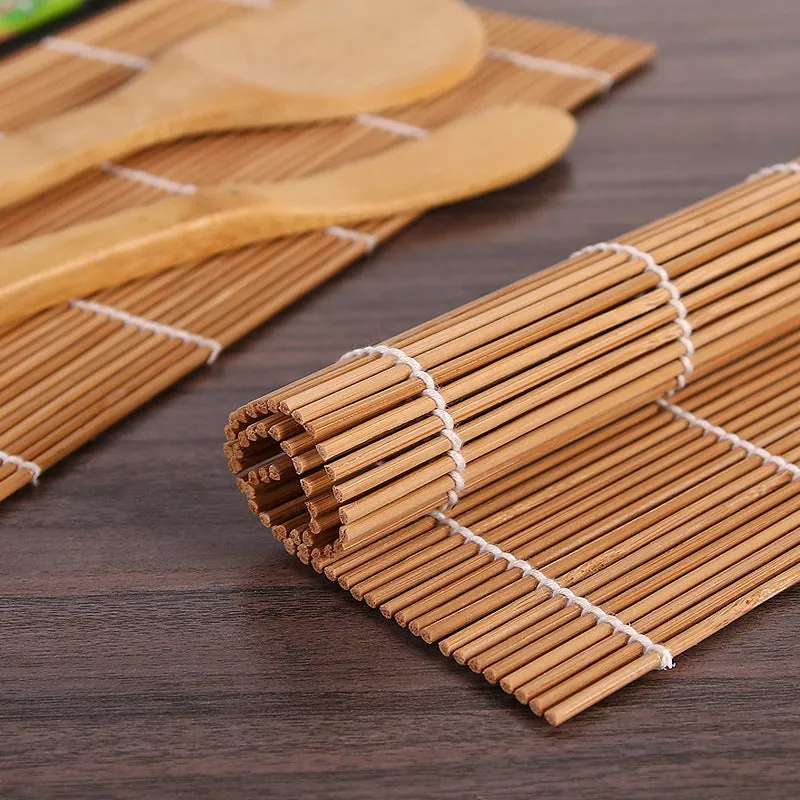 Kit sushi maison en bambou Automne : nattes, spatule, baguettes, vue 4
