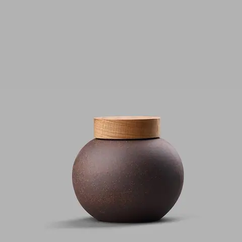 Boîte à thé en céramique et bois, style vintage Bronze
