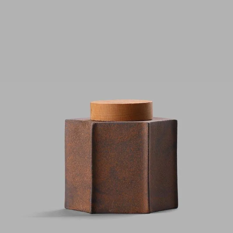 Boîte à thé en céramique et bois, style vintage Bronze, vue 2