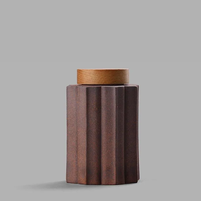 Boîte à thé en céramique et bois, style vintage Bronze, vue 3