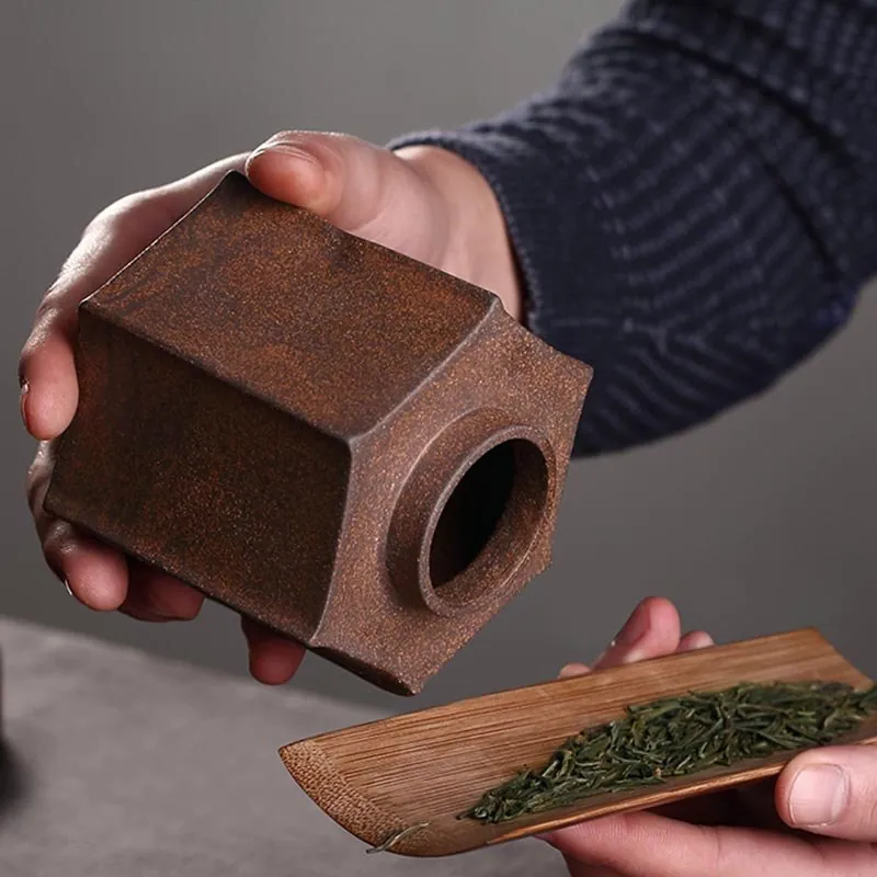 Boîte à thé en céramique et bois, style vintage Bronze, vue 5