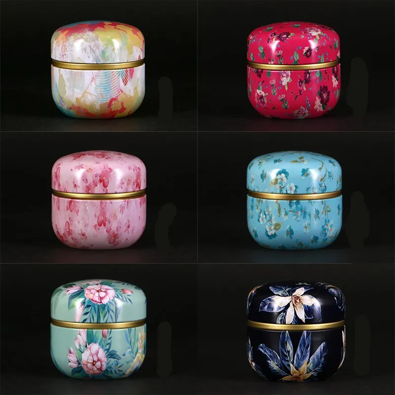 Boîte à thé en métal à motifs floraux Subtilité, 6 coloris