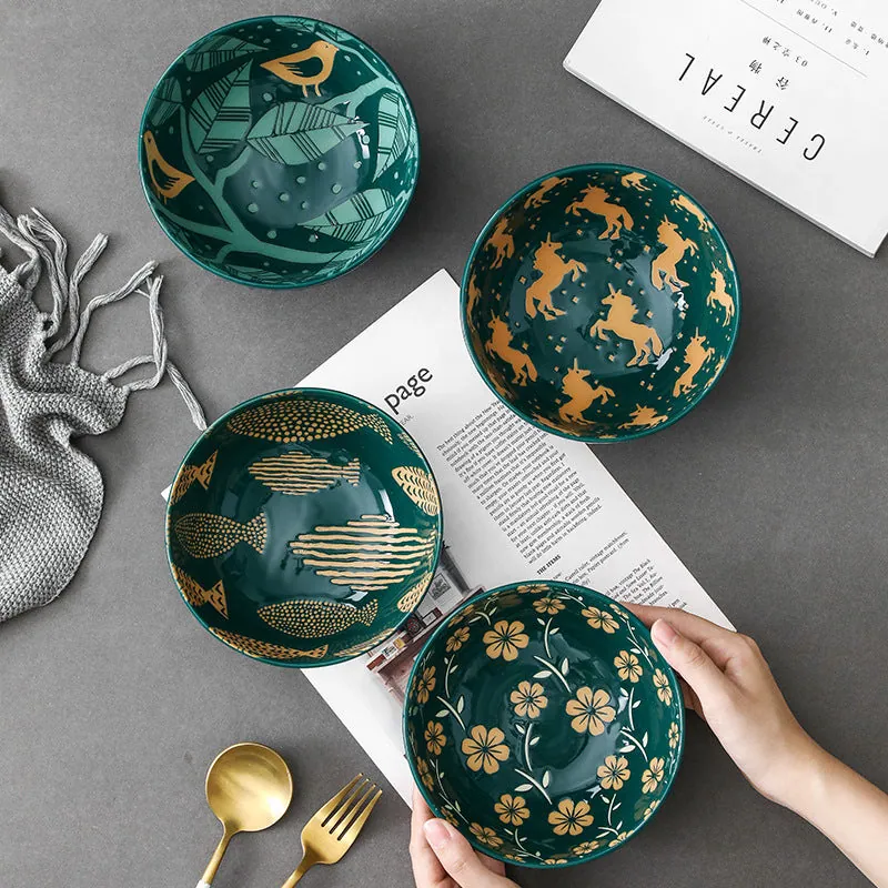 Bol à ramen japonais en céramique à motifs fleuris Yunomi, vue 2