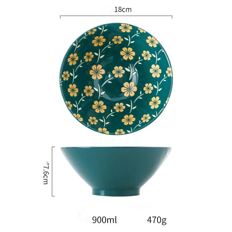 Bol à ramen japonais en céramique à motifs fleuris Yunomi, vue 4
