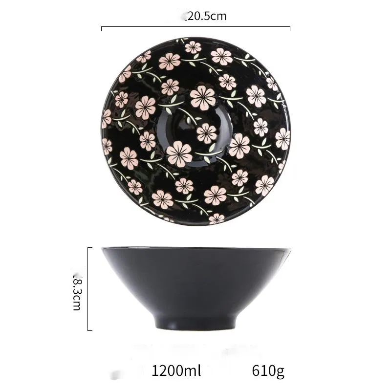 Bol à ramen japonais en céramique à motifs fleuris Yunomi, vue 7
