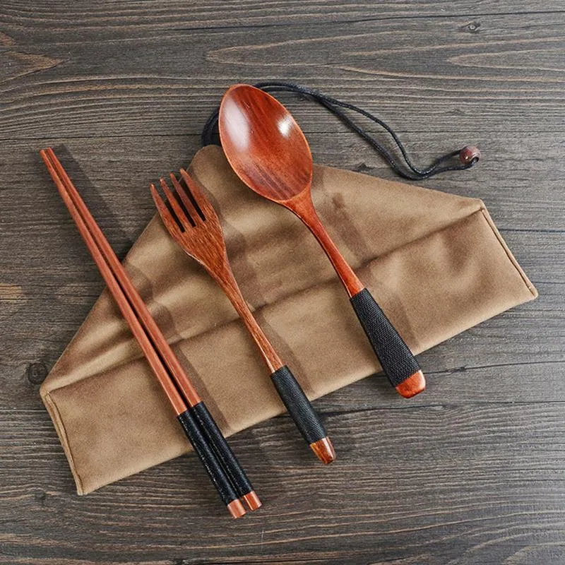 Set de baguettes, cuillère et fourchette en bois Érable, vue 3