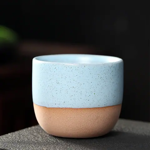 Tasse à café japonaise en grès sans anse Azur