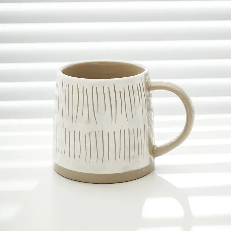 Mug japonais en céramique à carreaux Ivoire