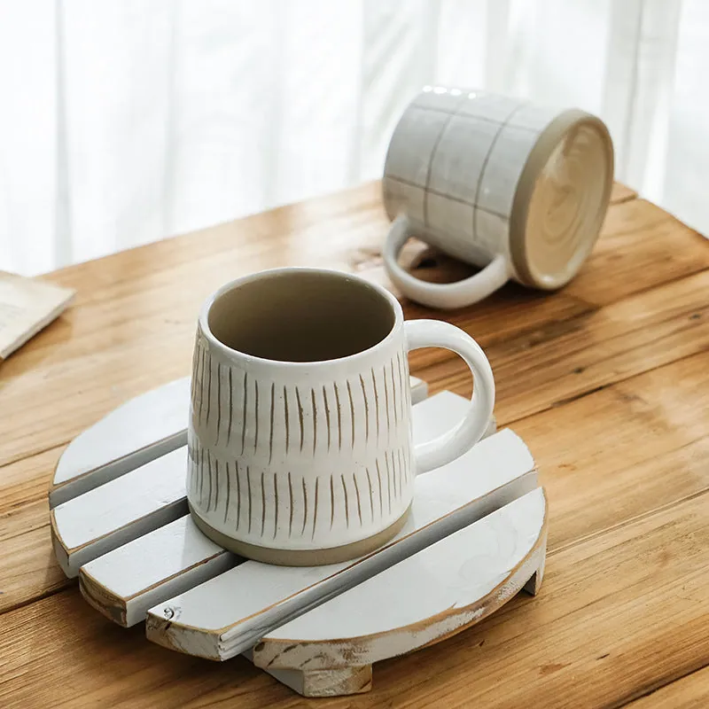 Mug japonais en céramique à carreaux Ivoire, vue 3