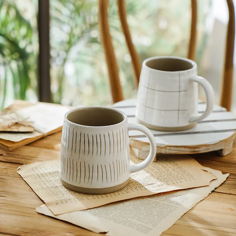 Mug japonais en céramique à carreaux Ivoire, vue 4