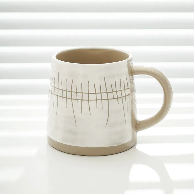 Mug japonais en céramique à carreaux Ivoire, vue 6