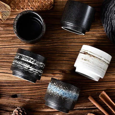 Tasse japonaise en grès à glaçure réactive Verdigris