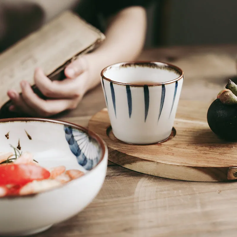Tasse japonaise en céramique à motifs Laiton, grès