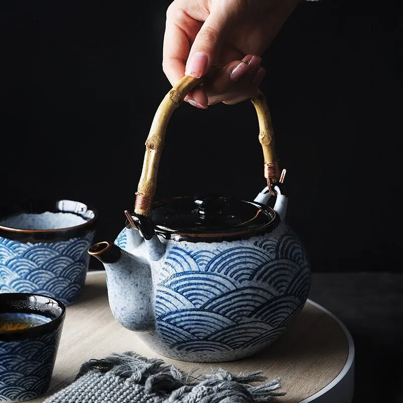 Théière japonaise en céramique avec filtre Indigo, vue 2