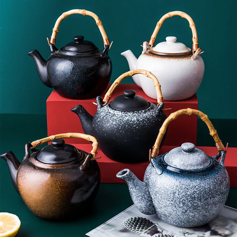 Théière japonaise en grès émaillé à anse haute Frêne, vue 4
