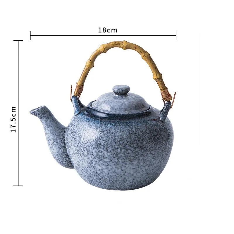 Théière japonaise en grès émaillé à anse haute Frêne, vue 5