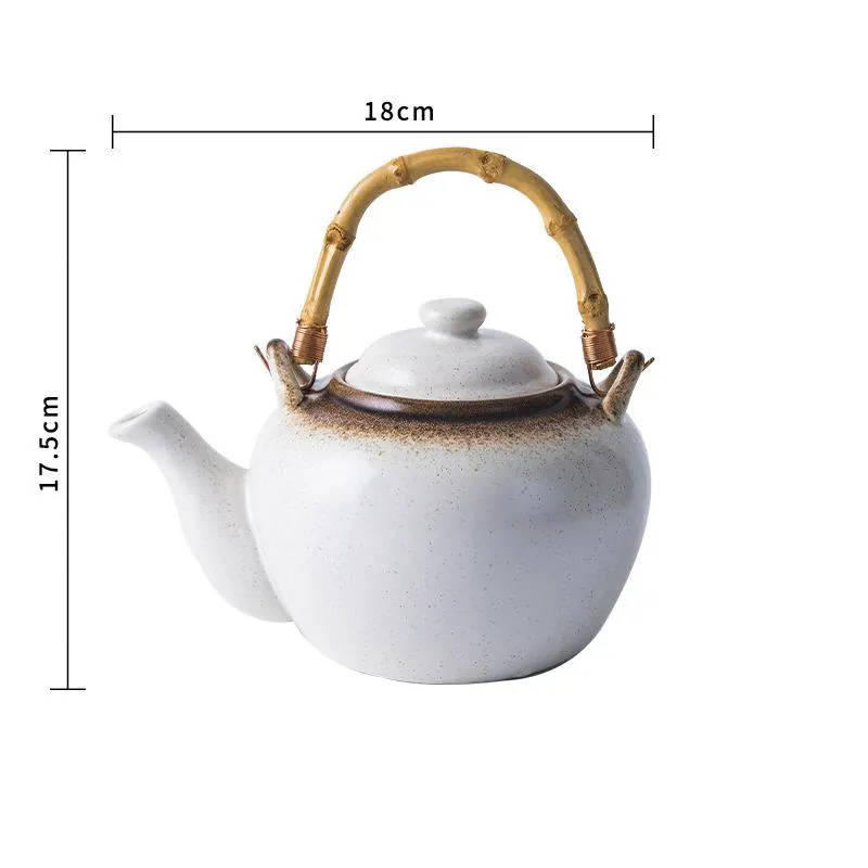 Théière japonaise en grès émaillé à anse haute Frêne, vue 6
