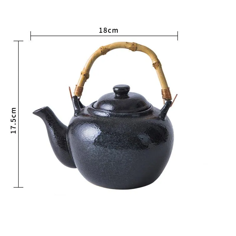 Théière japonaise en grès émaillé à anse haute Frêne, vue 7