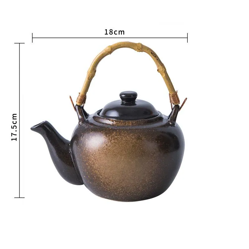 Théière japonaise en grès émaillé à anse haute Frêne, vue 8