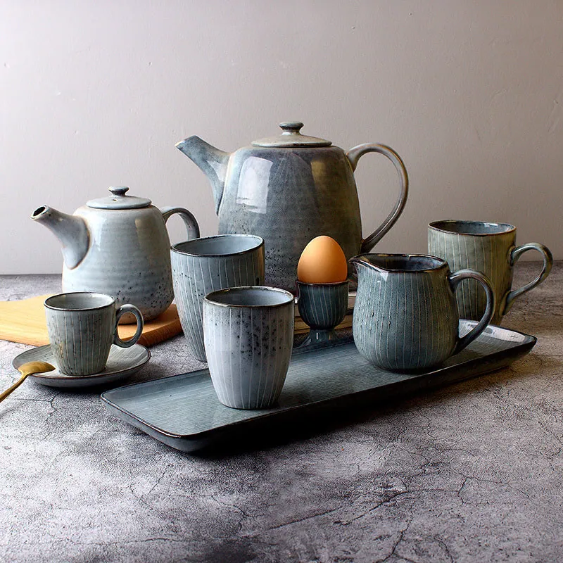 Théière japonaise en céramique bleue Magnolia, céramique