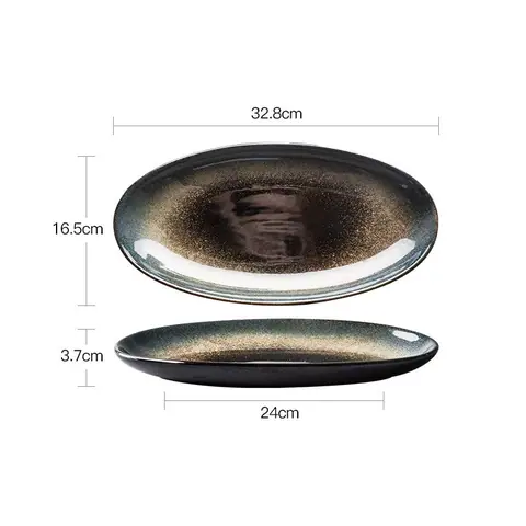 Vaisselle japonaise en grès Brume : plat ovale, bols, assiettes