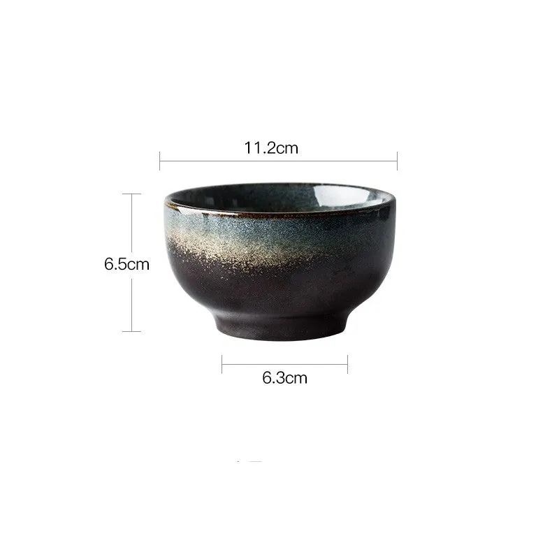 Vaisselle japonaise en grès Brume : plat ovale, bols, assiettes, vue 2