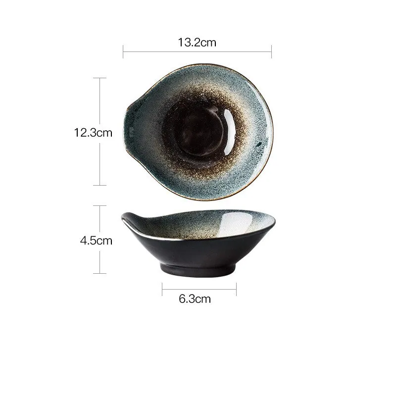Vaisselle japonaise en grès Brume : plat ovale, bols, assiettes, vue 3
