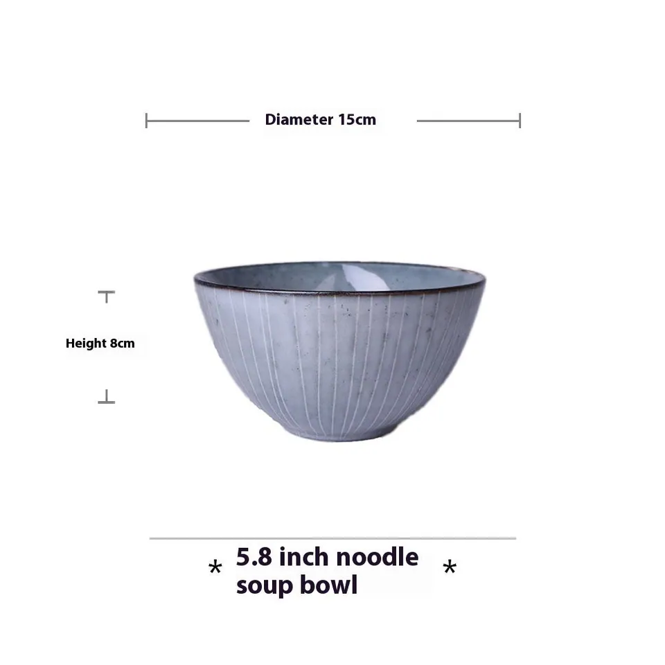 Bols à soupe, à nouilles et assiette en grès Lotus, vue 5