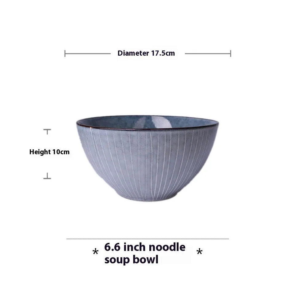Bols à soupe, à nouilles et assiette en grès Lotus, vue 7