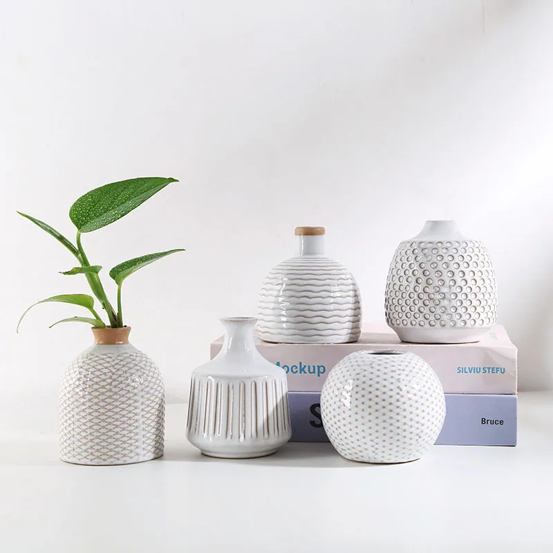 Vase soliflore en céramique texturée Ardoise, vue 3