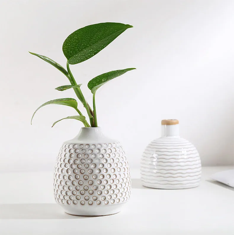 Vase soliflore en céramique texturée Ardoise, vue 7