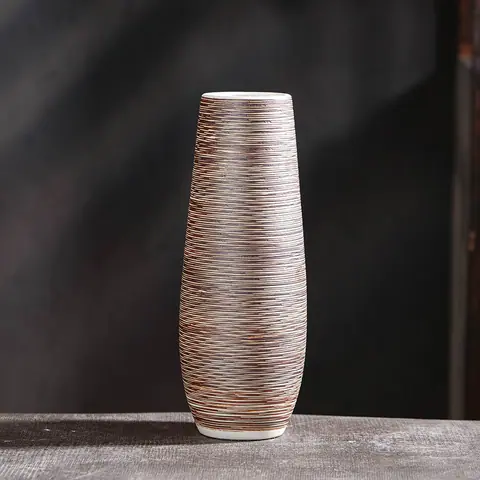 Vase japonais en grès à rayures Charbon