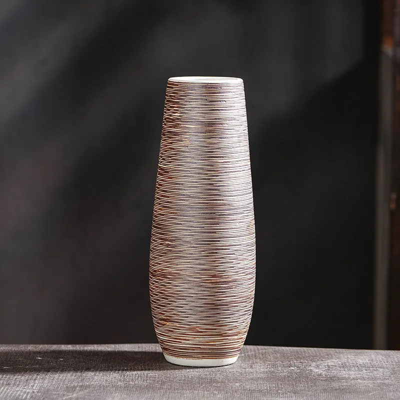 Vase japonais en grès à rayures Charbon