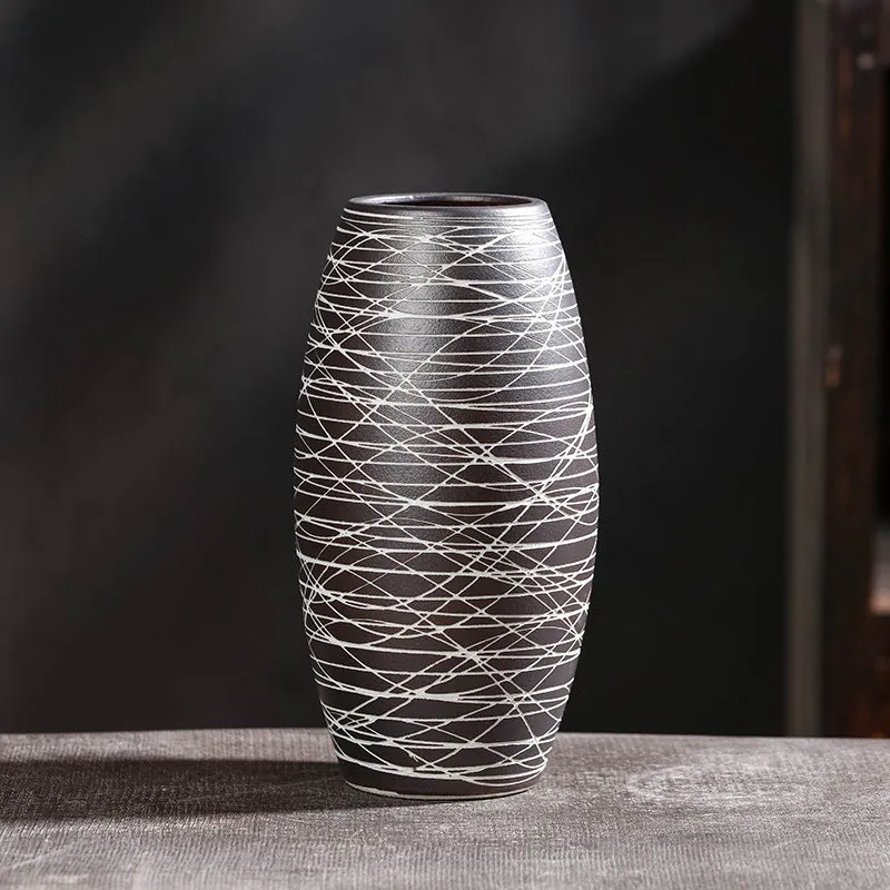 Vase japonais en grès à rayures Charbon, vue 8